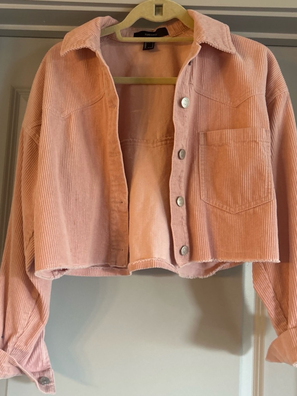 Forever 21 Dusky Pink Corduroy Cropped Jacket